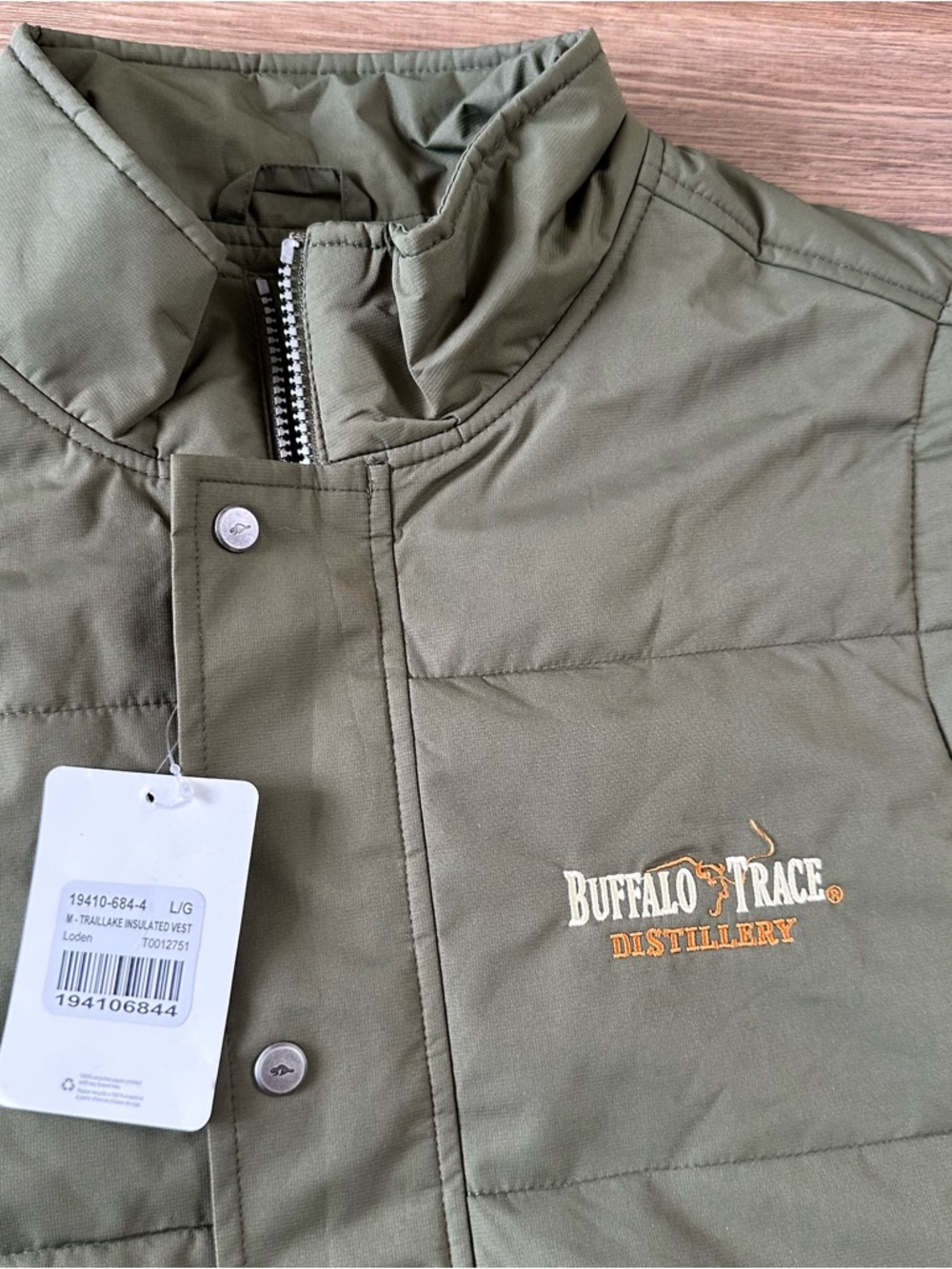 Roots 73 Traillake Vest Men Large Insulated Olive Green Buffalo Trace Distillery